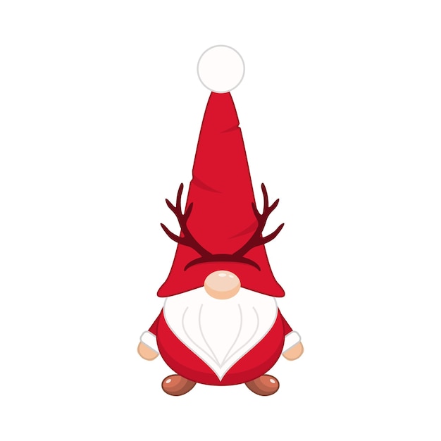 Vector christmas gnome with deer antlers