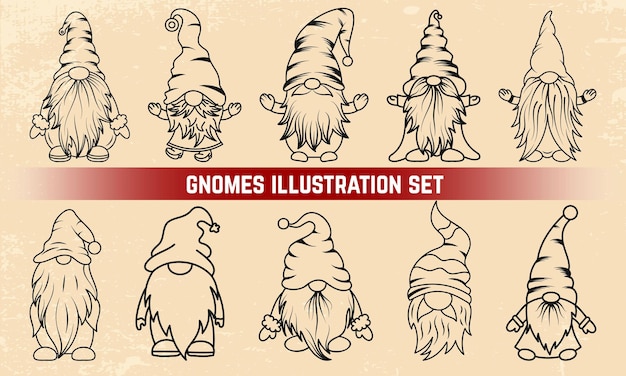 Vector christmas gnomes vector illustration collection