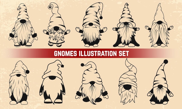 Vector christmas gnomes vector illustration collection