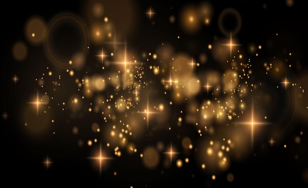 christmas gold sparkling dust with gold sparkling stars  transparent background