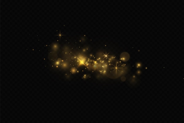 Christmas golden dust yellow sparks and golden stars shine with a special light vector sparkles