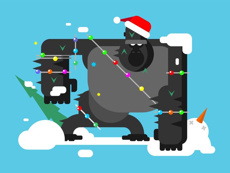 Vector christmas gorilla character