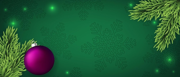Christmas green background with bauble