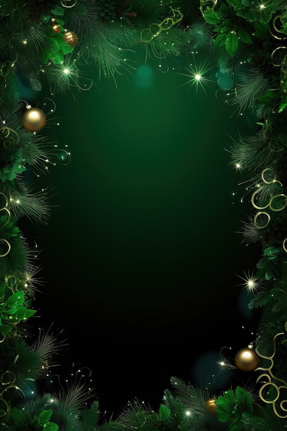 Vettore sfondo a cornice verde natalizio senza testo 23 s