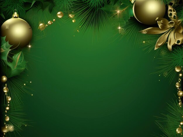 Vector christmas green frame backgroundgreen border pattern yellow shinny winter theme noel