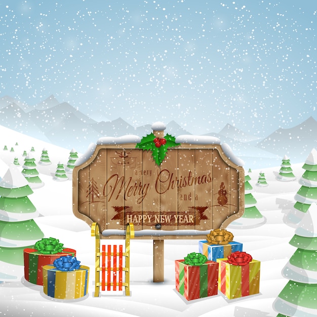 Christmas greeting board illustration.