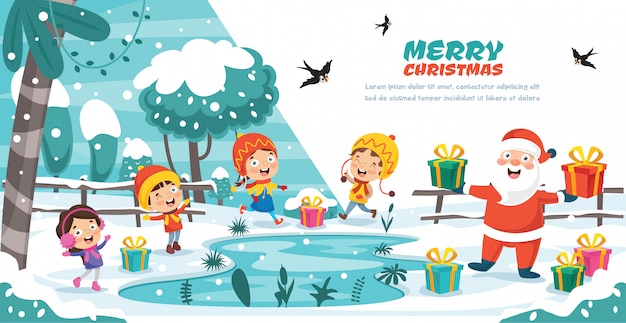 Рождественская открытка с героями мультфильмов