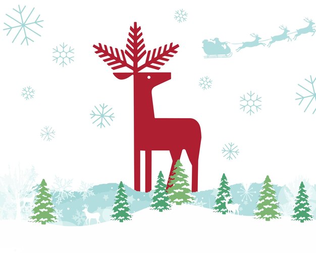 Christmas greeting card featuring reindeer vectors