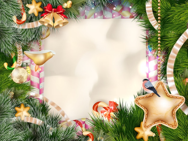 Рождественская открытка свет и снежинки фон. С Рождеством Христовым желаю дизайна и старинного украшения украшения. С новым годом сообщение.
