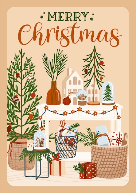 Christmas greeting card. Merry Christmas vector print