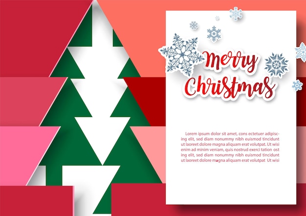 Christmas greeting card in paper cut style and vector design with example texts