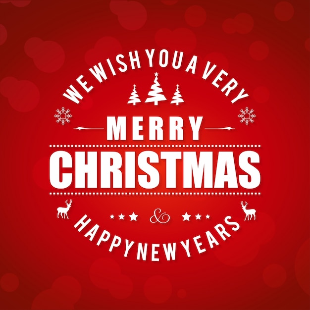 christmas greeting card or poster design on red abstract background with xmas and deer