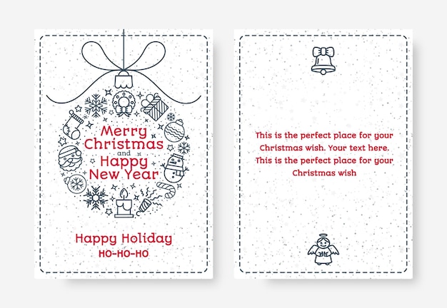 Рождественские открытки с шаром, состоящим из табличек с Рождеством и Новым годом