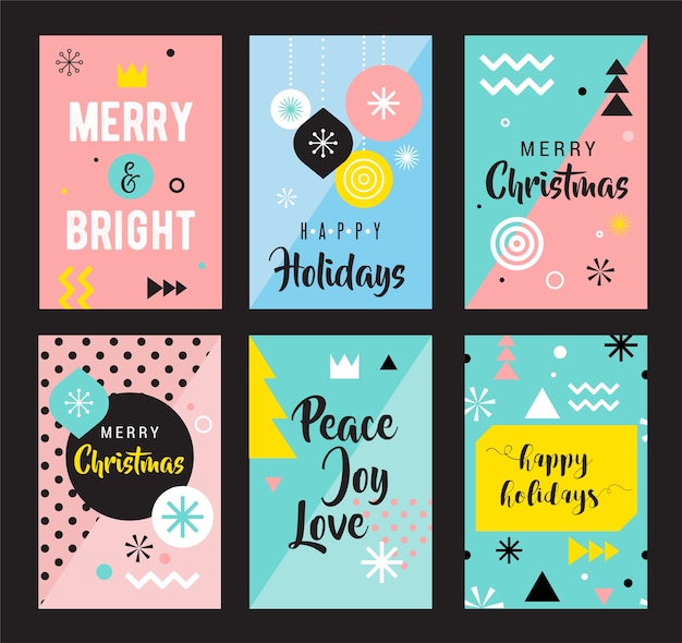 Vector christmas greeting card set