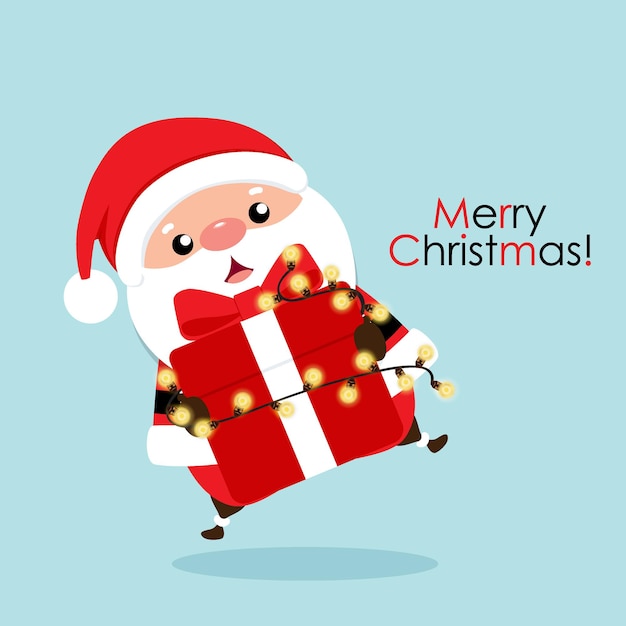 Christmas greeting card with christmas santa claus vector illustration