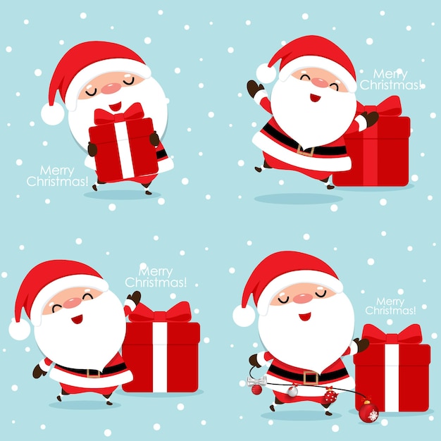 Christmas greeting card with christmas santa claus vector illustration