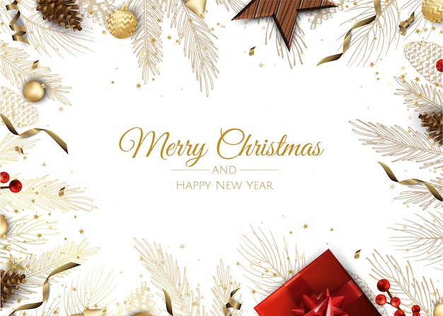 Christmas greeting card with Christmas Tree Decorations
