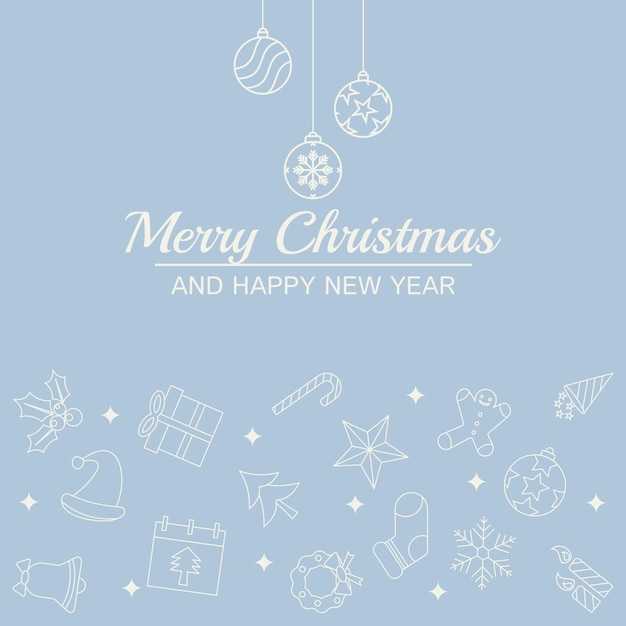 Christmas greeting card with gift elements pine leaves snow vector design for social media poster