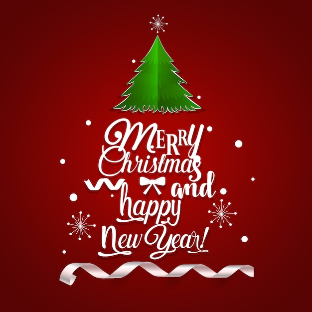Vector christmas greeting card with merry christmas lettering