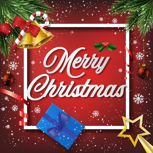Christmas greeting card with ornaments