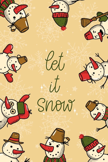 Vector christmas greeting card with quote and snowmen