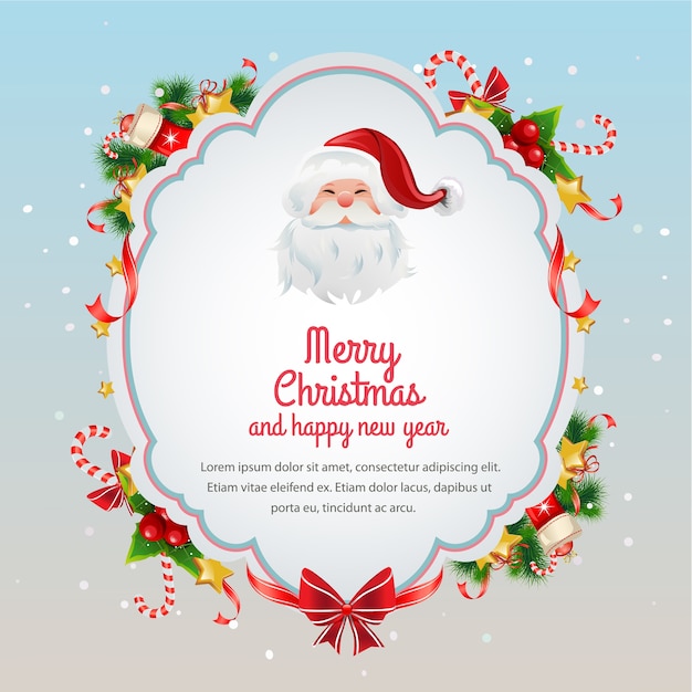 Christmas greeting card with santa