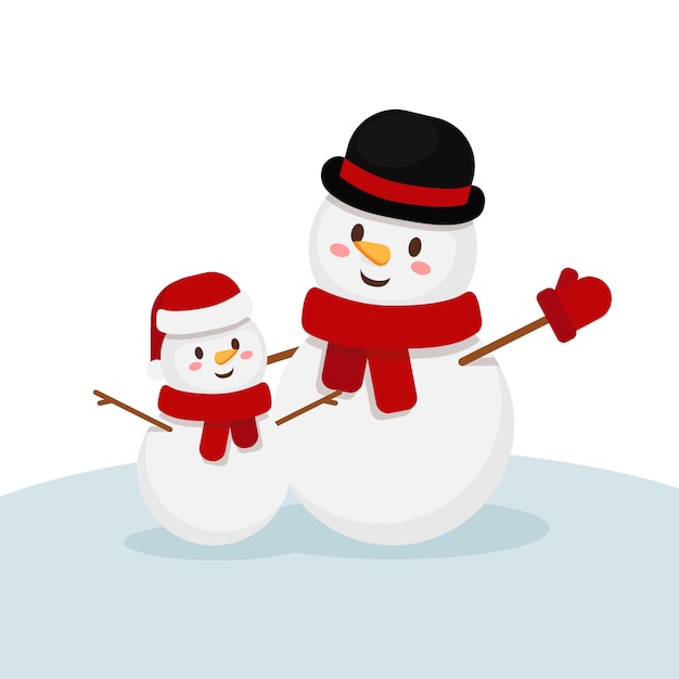 Christmas greeting card with snowmen