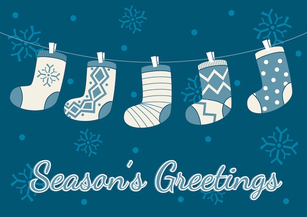 Christmas greeting card with socks