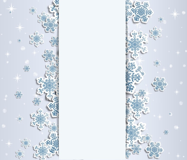 눈 덮인 파란색 배경 벡터 일러스트 레이 션에 유형 디자인 및 장식 크리스마스 인사말 카드