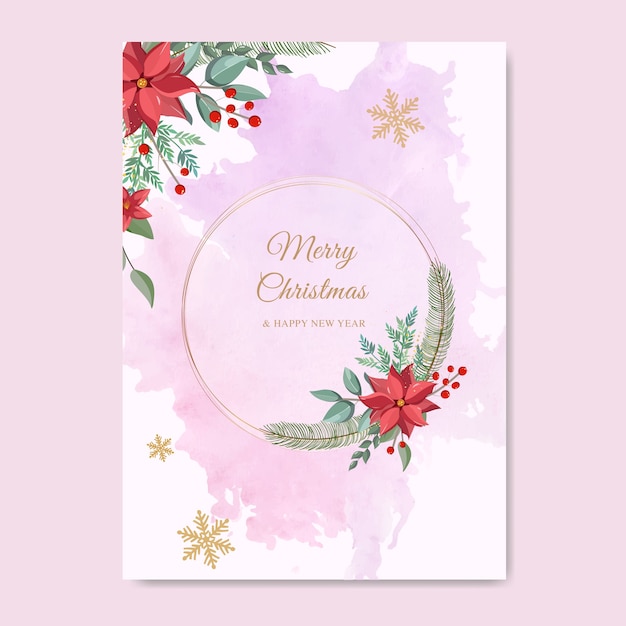 Vector christmas greeting card with winter nature