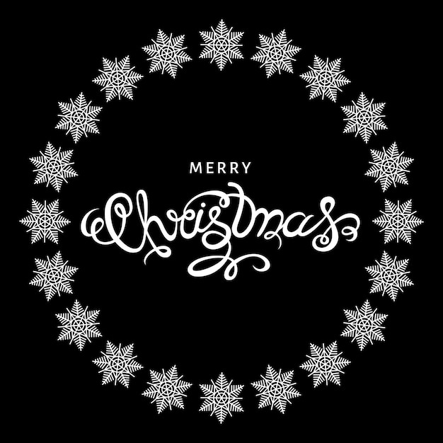 Christmas  greeting  card. xmas hand lettering on black  background. vector illustration.