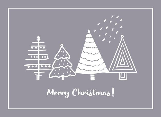 Vector christmas greeting cards made of handdrawn stylized christmas trees