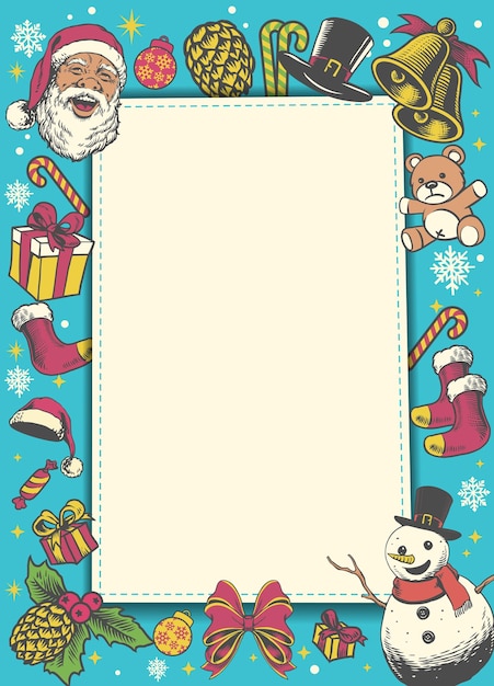 Christmas Greeting Frame With Christmas Object