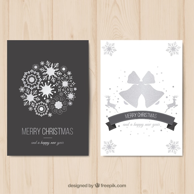 Christmas greting cards in black and silver tones