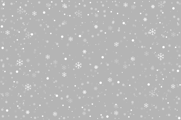 Christmas grey background Winter background with falling snowflakes Vector