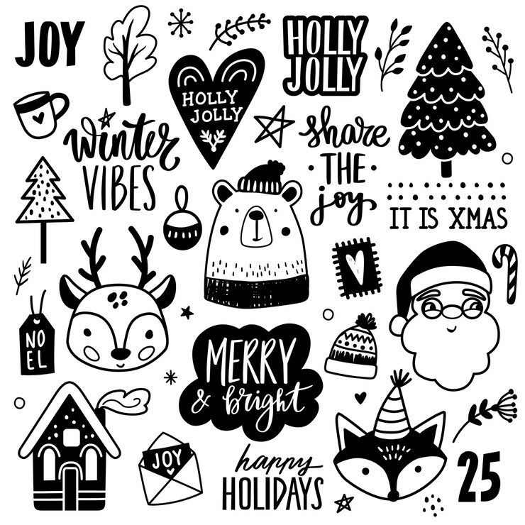 Vector christmas hand drawn doodle illustration.