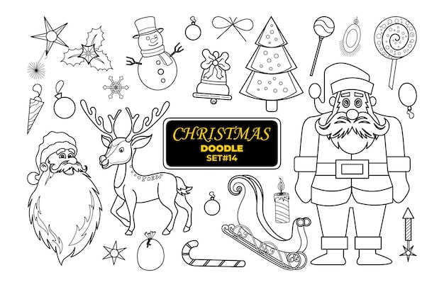 Christmas hand drawn doodle merry christmas digital stamp set