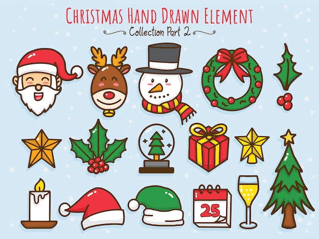 Vector christmas hand drawn element collection