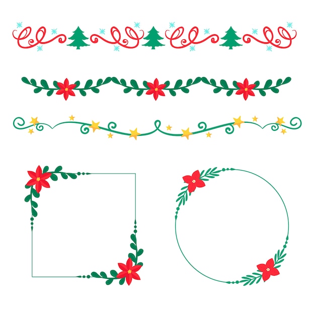 Vector christmas hand-drawn frames and borders