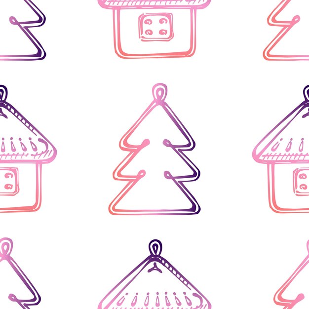 Christmas hand drawn seamless pattern with baubles