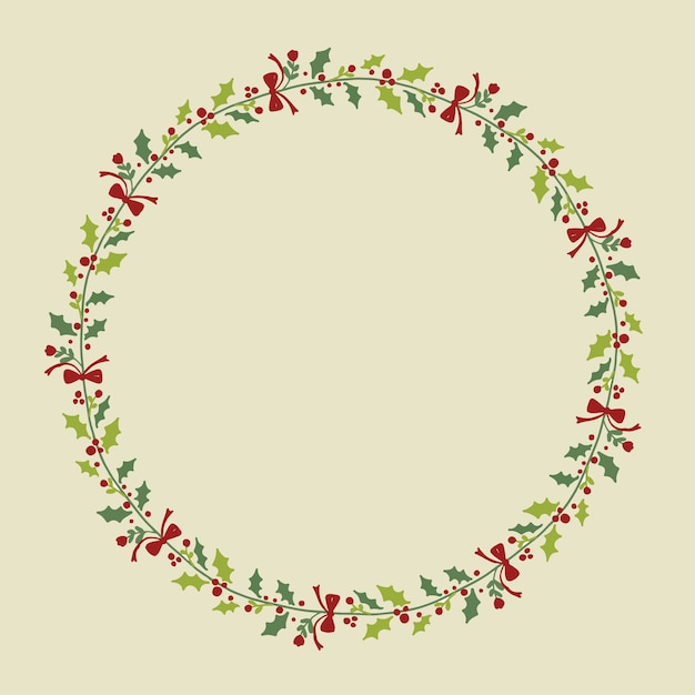Christmas Hand Drawn Wreath for Cards Design 