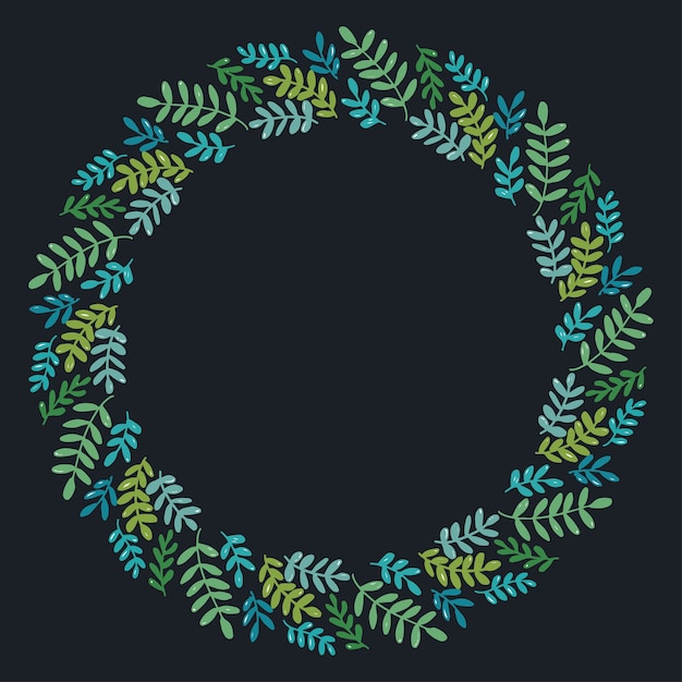 Vector christmas hand drawn wreath vector layout with copyspace.