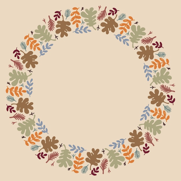 Christmas Hand Drawn Wreath Vector Layout with Copyspace.