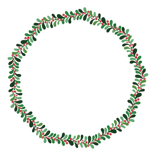 Christmas Hand Drawn Wreath Vector.