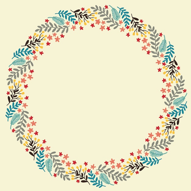 Christmas Hand Drawn Wreath Vector.