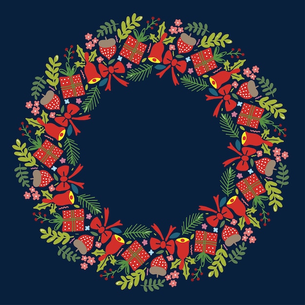 Vector christmas hand drawn wreath
