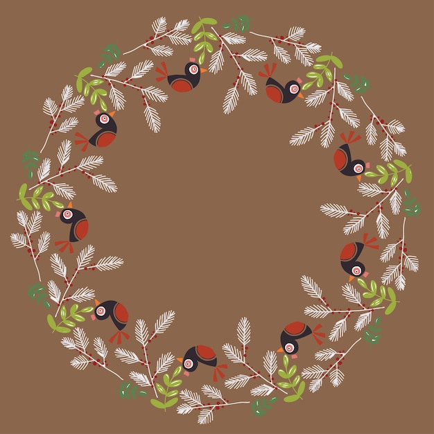 Vector christmas hand drawn wreath