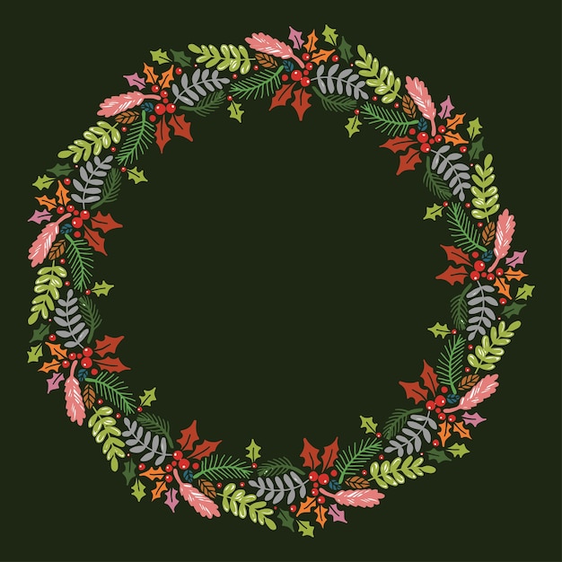 Vector christmas hand drawn wreath