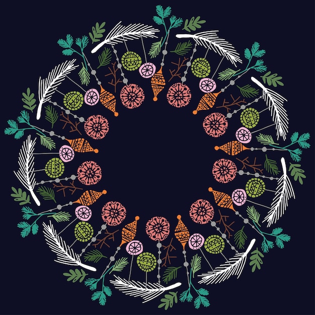 Christmas hand drawn wreath