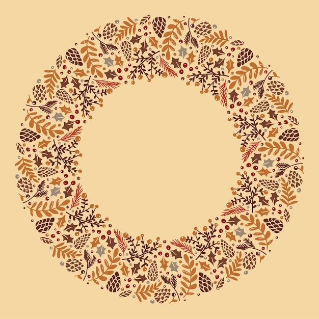 Vector christmas hand drawn wreath